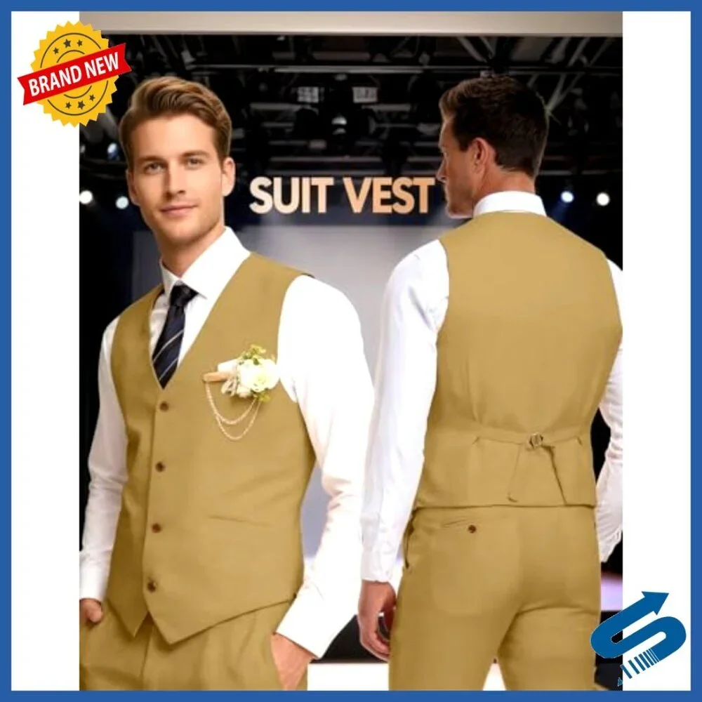 Slim Fit Linen Suit 3-Piece Set for Prom Wedding Business Formal Occasions
